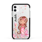 Personalised Pink Mermaid Apple iPhone 11 in White with Black Impact Case