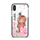 Personalised Pink Mermaid Apple iPhone Xs Impact Case Black Edge on Silver Phone