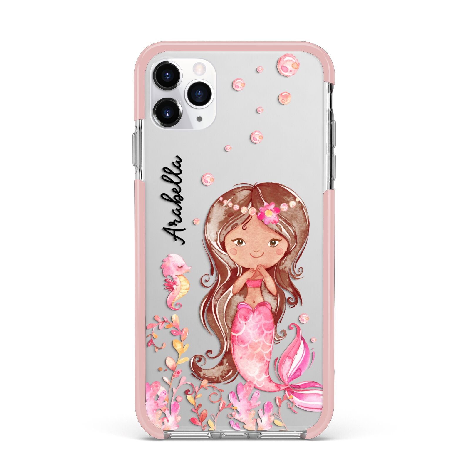 Personalised Pink Mermaid iPhone 11 Pro Max Impact Pink Edge Case