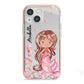 Personalised Pink Mermaid iPhone 13 Mini TPU Impact Case with Pink Edges
