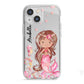 Personalised Pink Mermaid iPhone 13 Mini TPU Impact Case with White Edges