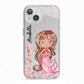 Personalised Pink Mermaid iPhone 13 TPU Impact Case with White Edges
