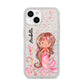 Personalised Pink Mermaid iPhone 14 Glitter Tough Case Starlight