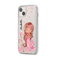 Personalised Pink Mermaid iPhone 14 Plus Clear Tough Case Starlight Angled Image