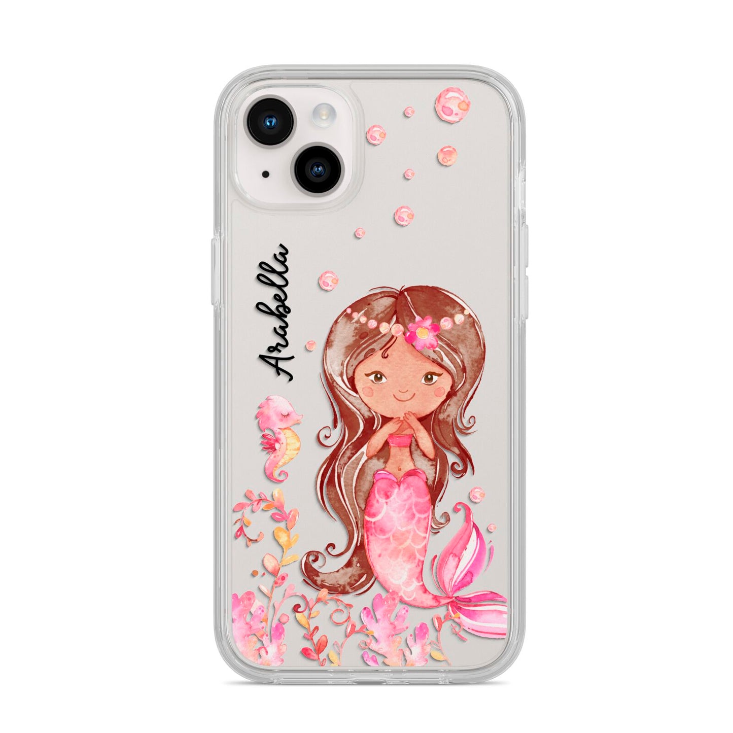 Personalised Pink Mermaid iPhone 14 Plus Clear Tough Case Starlight