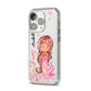 Personalised Pink Mermaid iPhone 14 Pro Clear Tough Case Silver Angled Image
