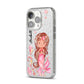 Personalised Pink Mermaid iPhone 14 Pro Glitter Tough Case Silver Angled Image