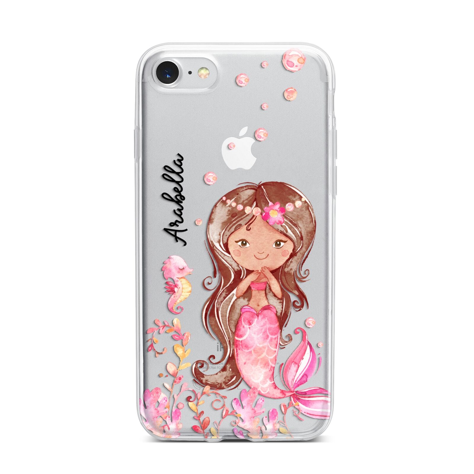 Personalised Pink Mermaid iPhone 7 Bumper Case on Silver iPhone