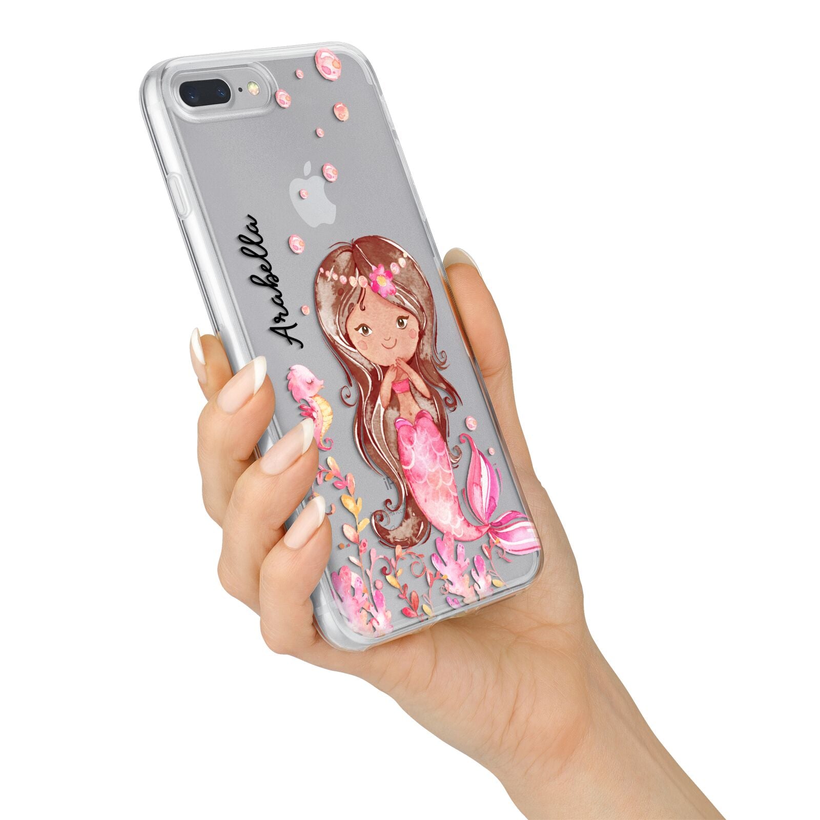 Personalised Pink Mermaid iPhone 7 Plus Bumper Case on Silver iPhone Alternative Image