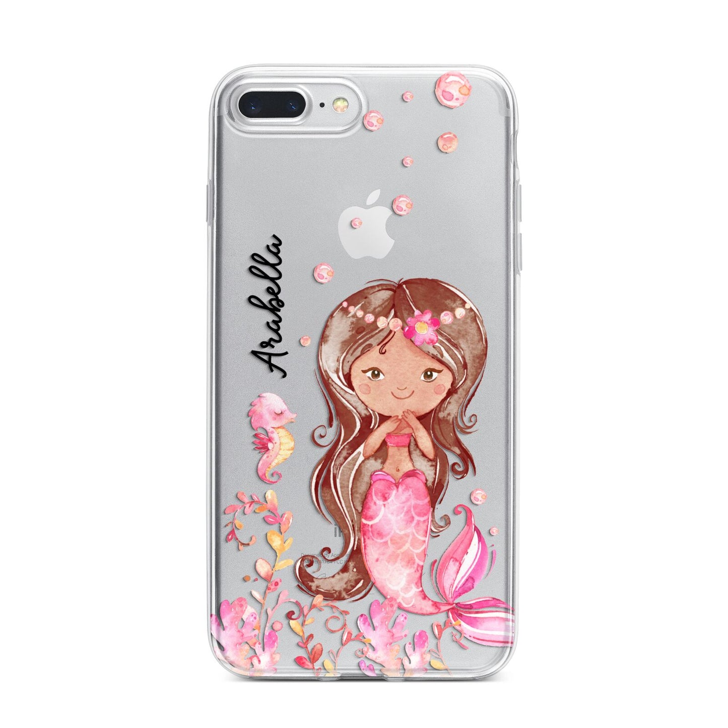 Personalised Pink Mermaid iPhone 7 Plus Bumper Case on Silver iPhone