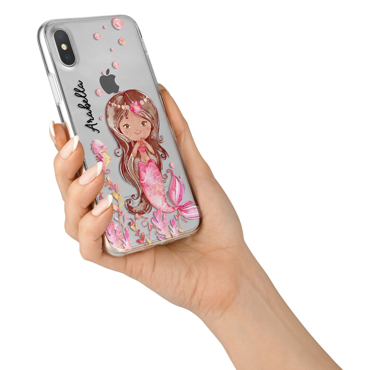 Personalised Pink Mermaid iPhone X Bumper Case on Silver iPhone Alternative Image 2