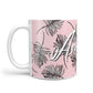Personalised Pink Monochrome Tropical Leaf 10oz Mug Alternative Image 1