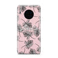 Personalised Pink Monochrome Tropical Leaf Huawei Mate 30