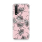 Personalised Pink Monochrome Tropical Leaf Huawei Nova 6 Phone Case