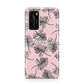 Personalised Pink Monochrome Tropical Leaf Huawei P40 Phone Case