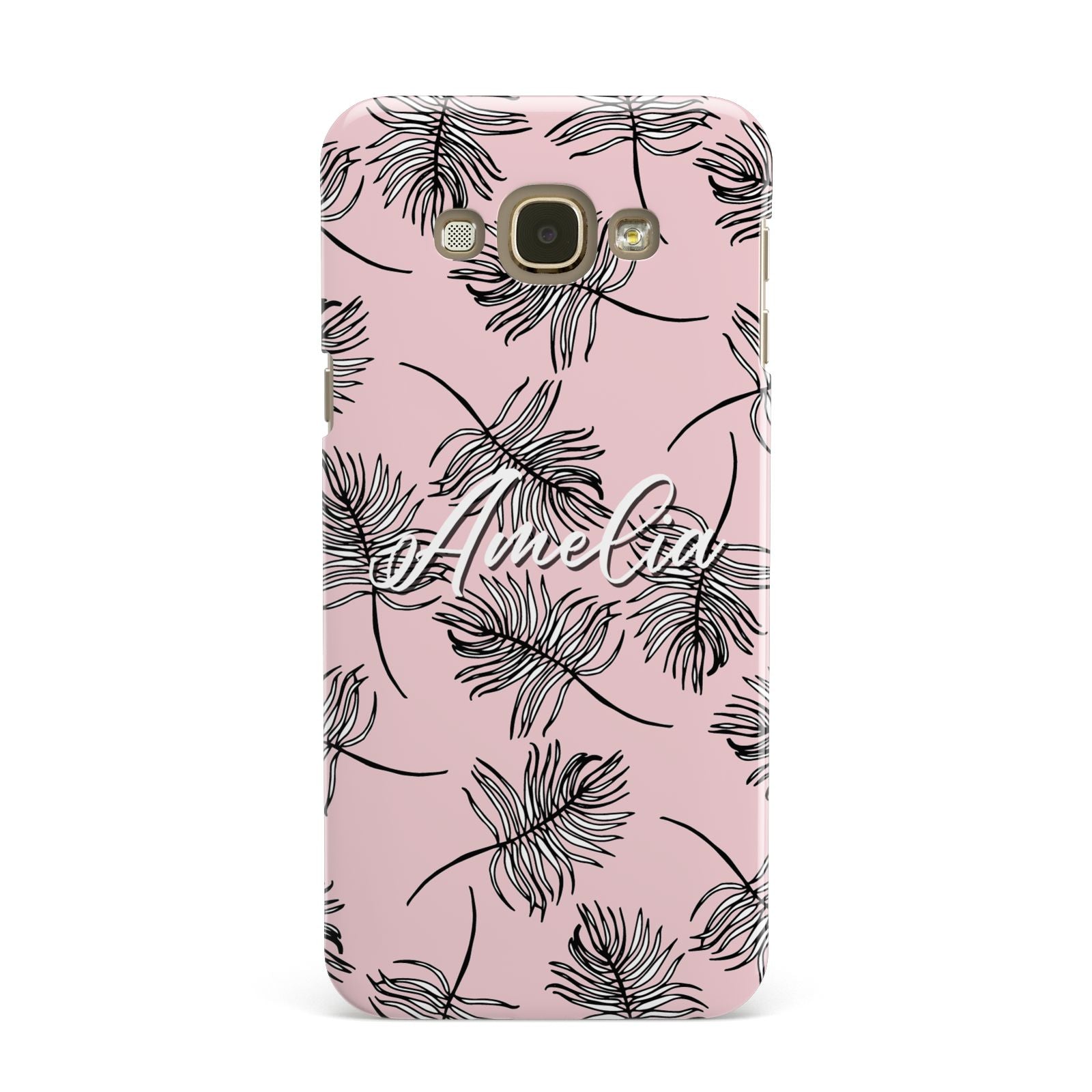 Personalised Pink Monochrome Tropical Leaf Samsung Galaxy A8 Case