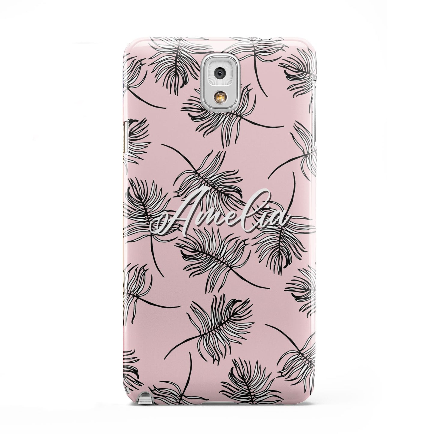 Personalised Pink Monochrome Tropical Leaf Samsung Galaxy Note 3 Case