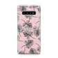 Personalised Pink Monochrome Tropical Leaf Samsung Galaxy S10 Plus Case