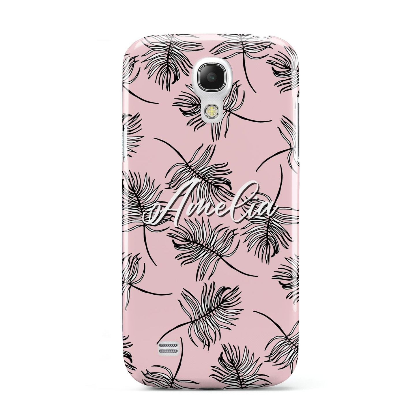 Personalised Pink Monochrome Tropical Leaf Samsung Galaxy S4 Mini Case