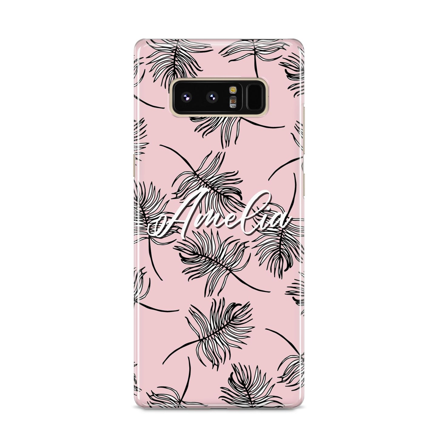Personalised Pink Monochrome Tropical Leaf Samsung Galaxy S8 Case