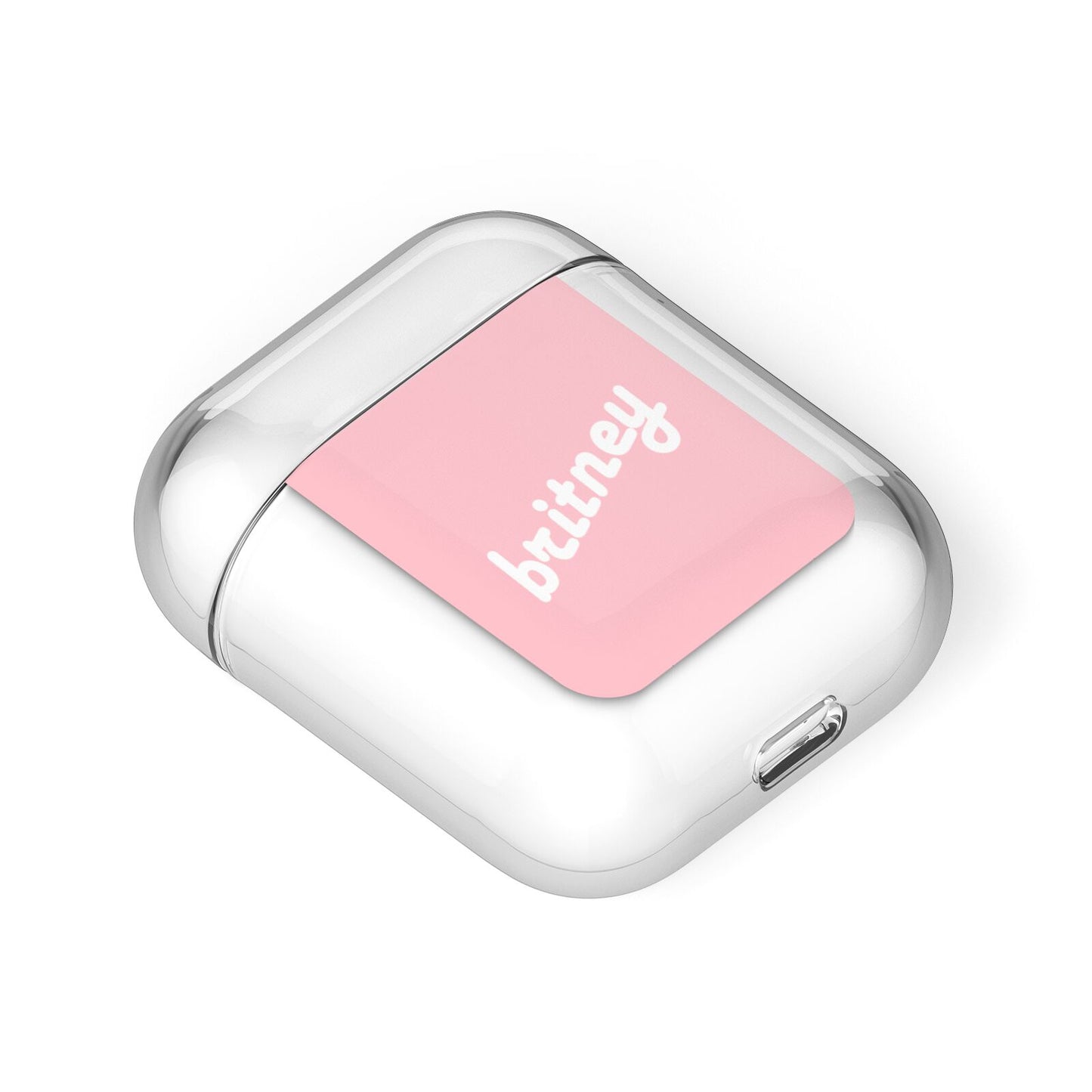 Personalised Pink Name AirPods Case Laid Flat