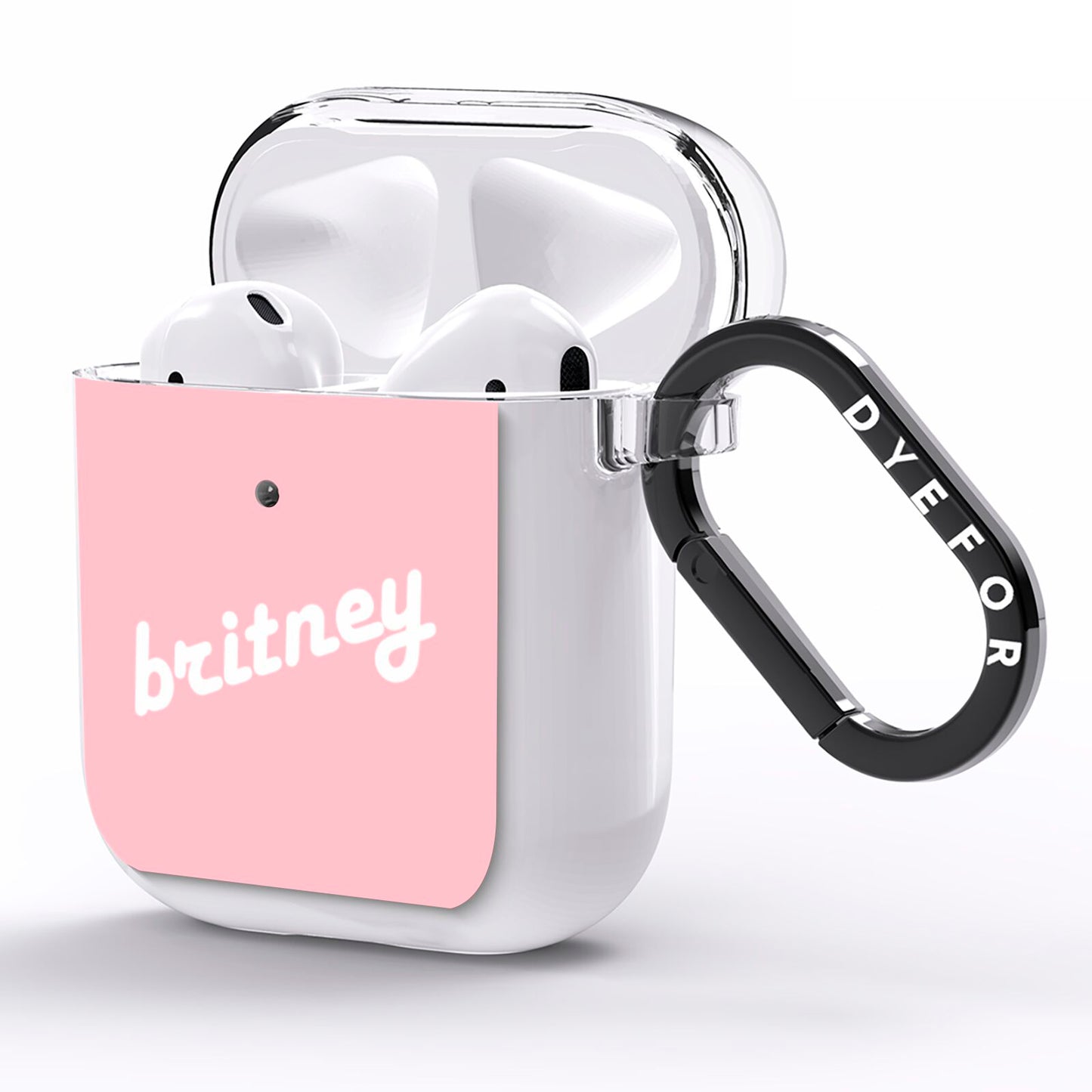Personalised Pink Name AirPods Clear Case Side Image