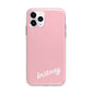 Personalised Pink Name Apple iPhone 11 Pro Max in Silver with Bumper Case