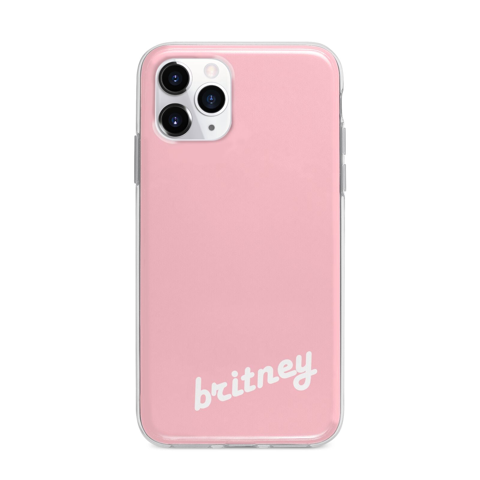 Personalised Pink Name Apple iPhone 11 Pro in Silver with Bumper Case