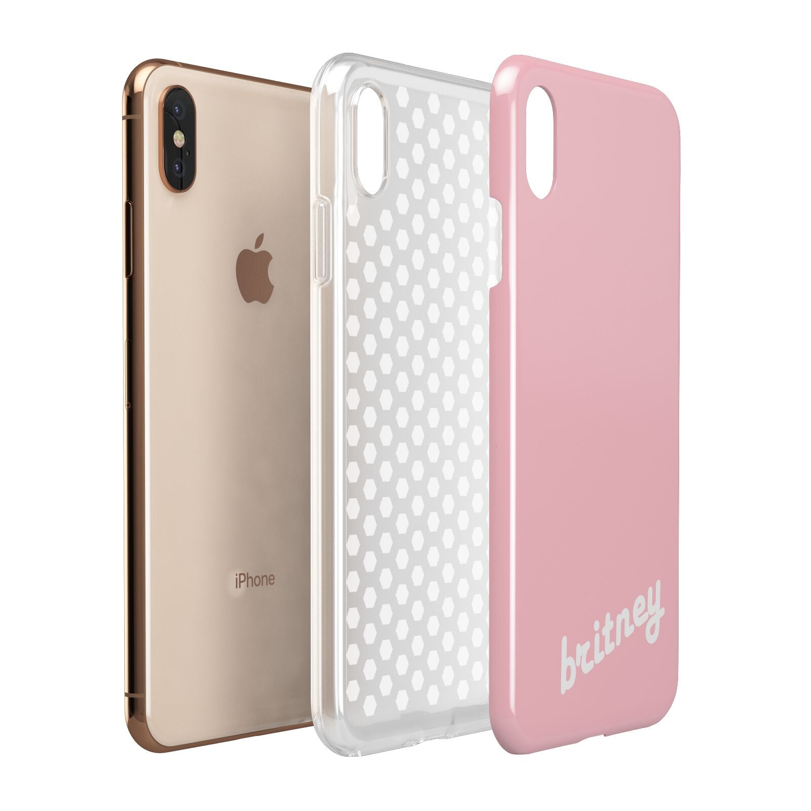 Personalised Pink Name Apple iPhone Xs Max 3D Tough Case Expanded View
