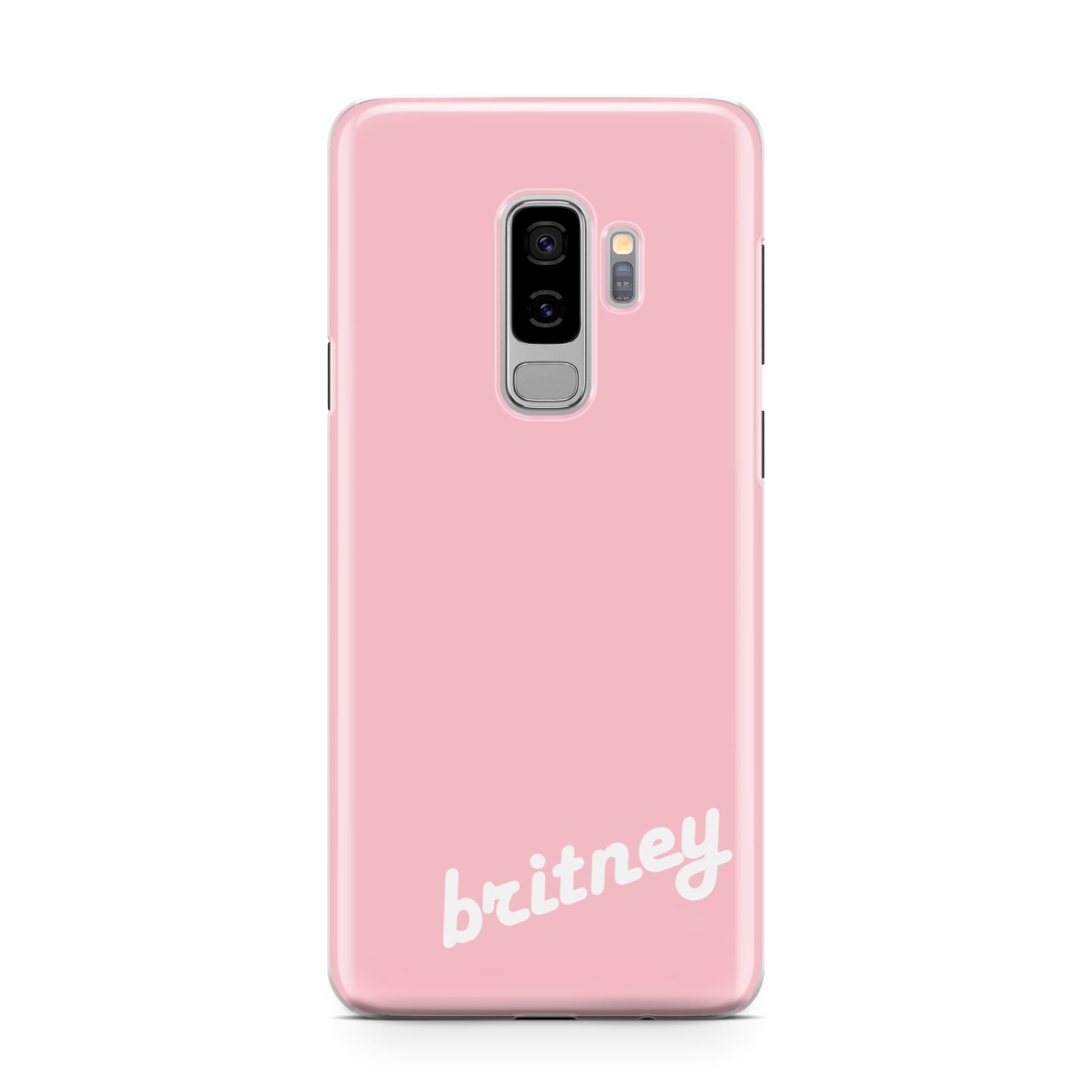 Personalised Pink Name Samsung Galaxy S9 Plus Case on Silver phone