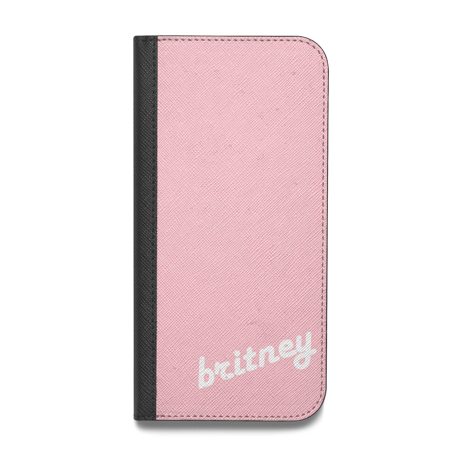 Personalised Pink Name Vegan Leather Flip Samsung Case