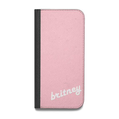 Personalised Pink Name Vegan Leather Flip Samsung Case