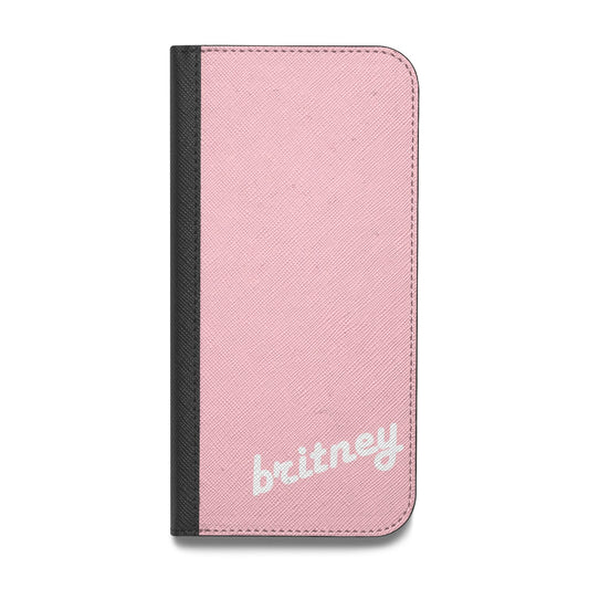 Personalised Pink Name Vegan Leather Flip Samsung Case