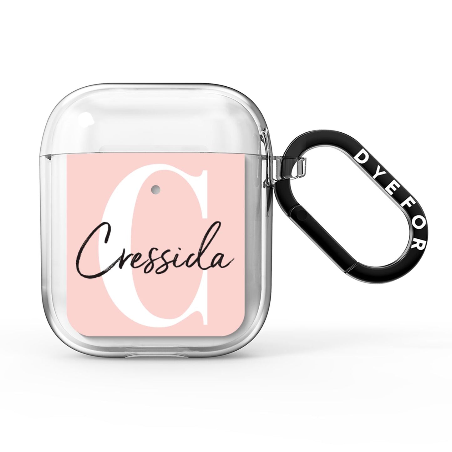 Personalised Pink Name and Initial AirPods Clear Case