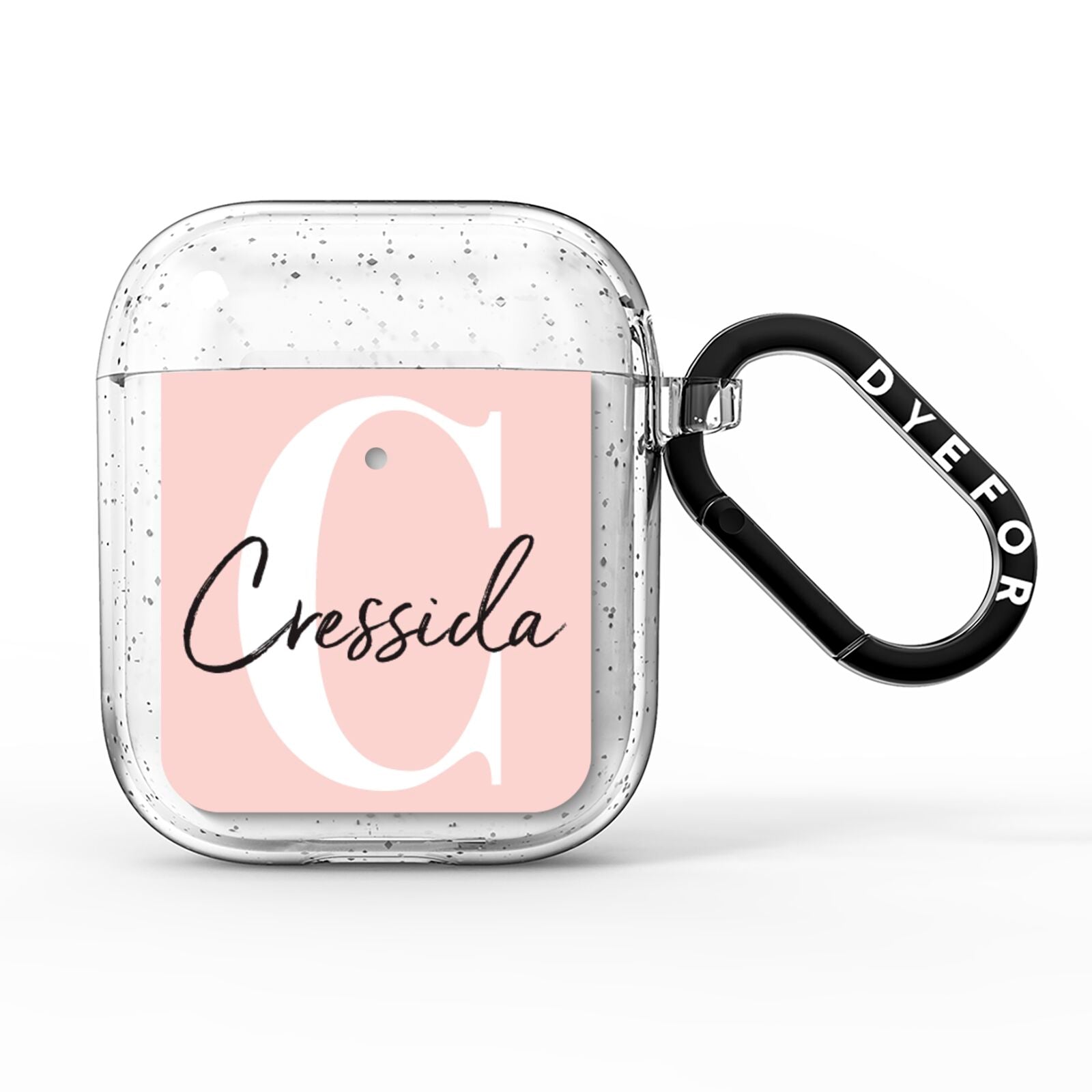 Personalised Pink Name and Initial AirPods Glitter Case