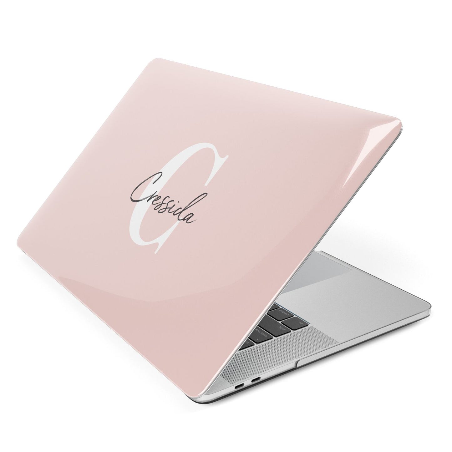 Personalised Pink Name and Initial Apple MacBook Case Side View