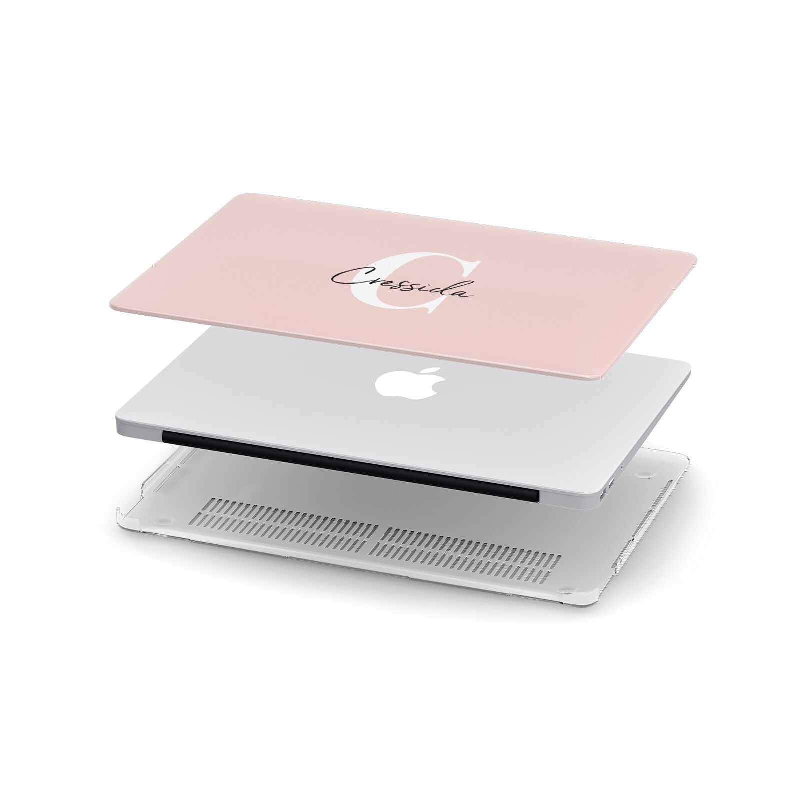 Personalised Pink Name and Initial Apple MacBook Case in Detail