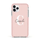 Personalised Pink Name and Initial Apple iPhone 11 Pro in Silver with Pink Impact Case