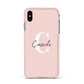 Personalised Pink Name and Initial Apple iPhone Xs Max Impact Case Pink Edge on Gold Phone