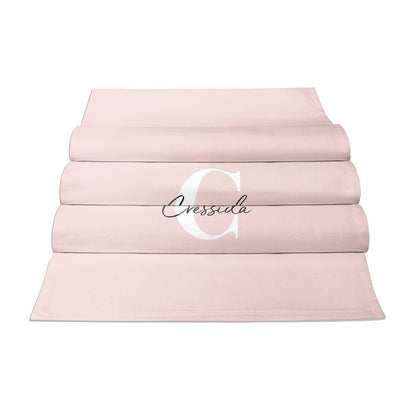 Personalised Pink Name and Initial Cotton Table Runner