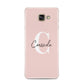 Personalised Pink Name and Initial Samsung Galaxy A3 2016 Case on gold phone