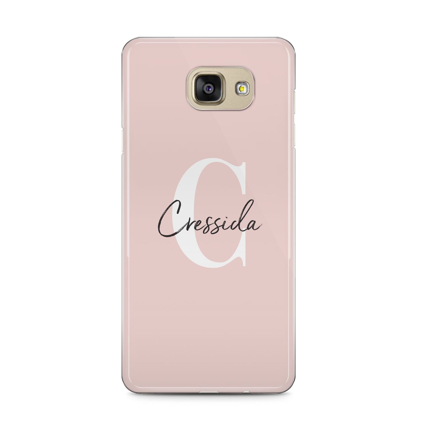 Personalised Pink Name and Initial Samsung Galaxy A5 2016 Case on gold phone