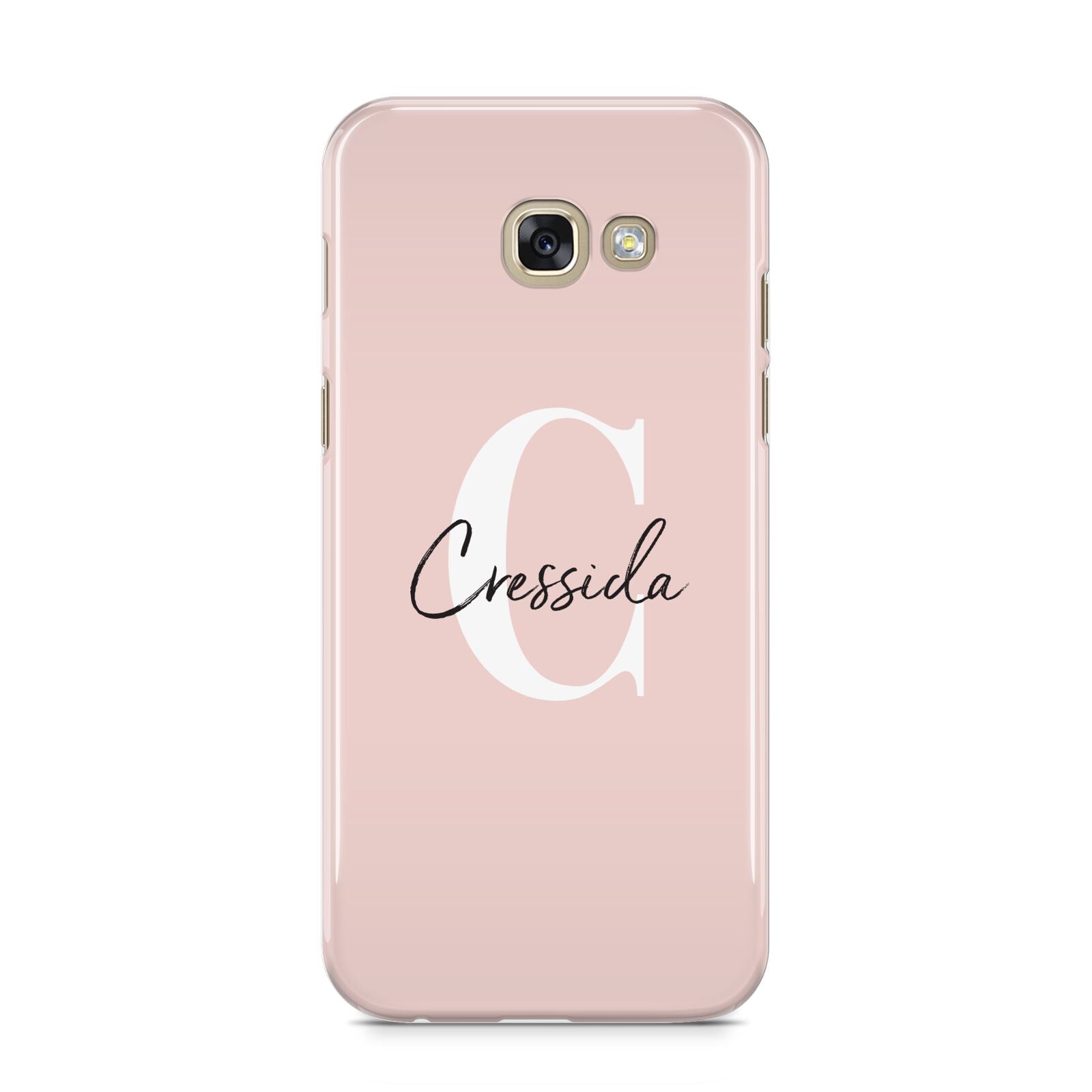 Personalised Pink Name and Initial Samsung Galaxy A5 2017 Case on gold phone