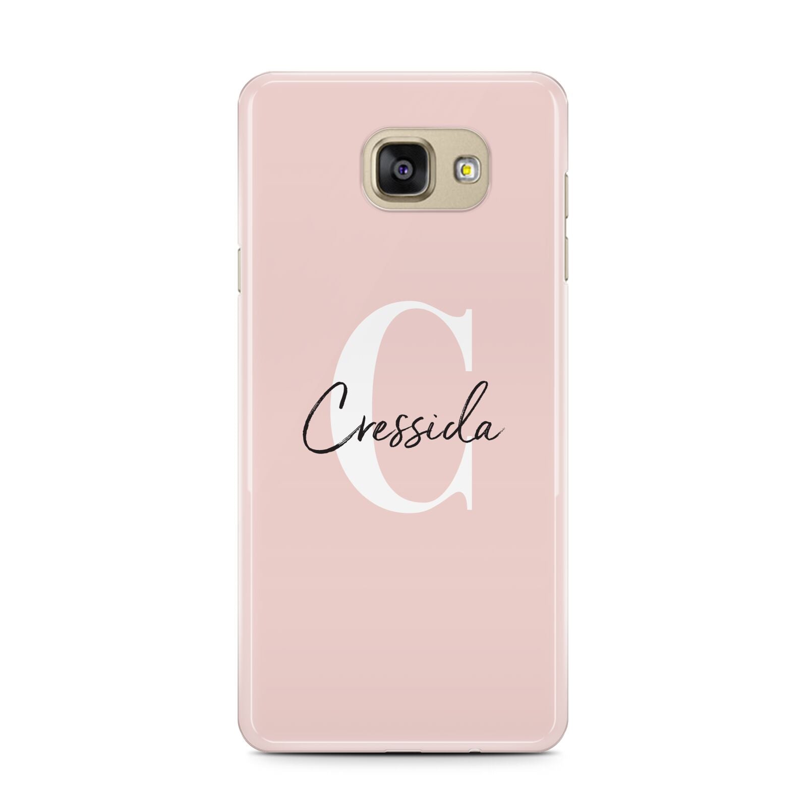 Personalised Pink Name and Initial Samsung Galaxy A7 2016 Case on gold phone