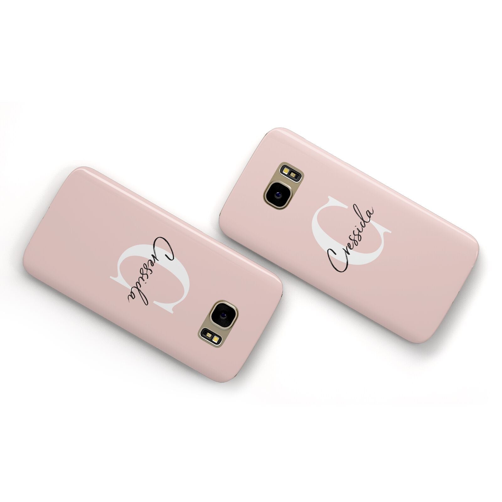Personalised Pink Name and Initial Samsung Galaxy Case Flat Overview
