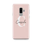 Personalised Pink Name and Initial Samsung Galaxy S9 Plus Case on Silver phone