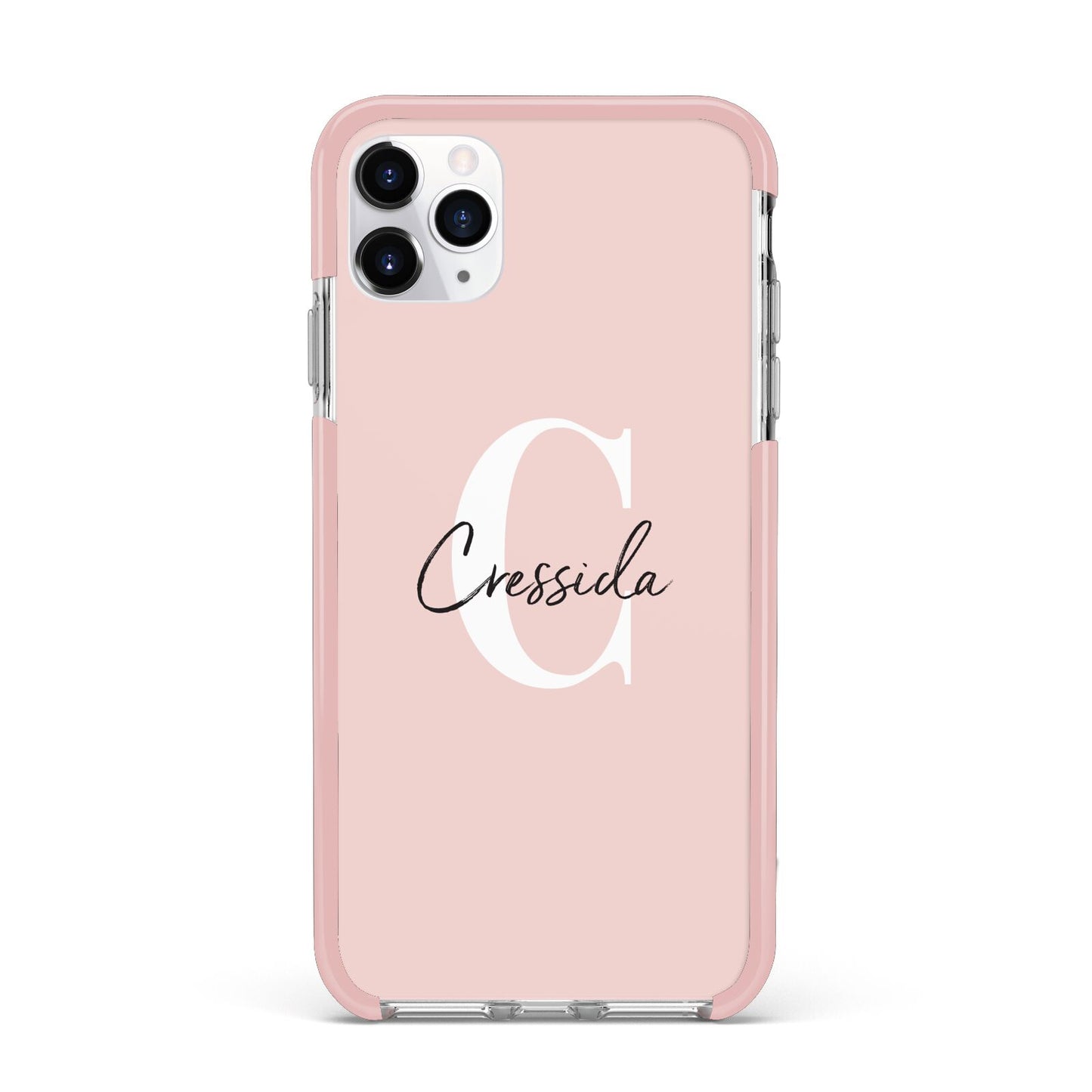 Personalised Pink Name and Initial iPhone 11 Pro Max Impact Pink Edge Case