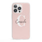 Personalised Pink Name and Initial iPhone 13 Pro Clear Bumper Case
