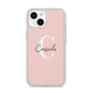 Personalised Pink Name and Initial iPhone 14 Glitter Tough Case Starlight
