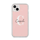 Personalised Pink Name and Initial iPhone 14 Plus Clear Tough Case Starlight